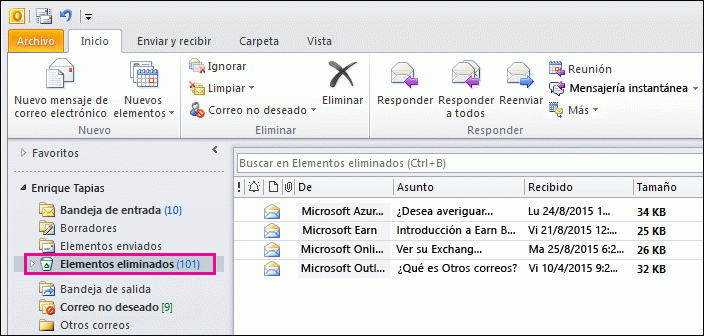 Recuperar Elementos Eliminados En Outlook Soporte De Office