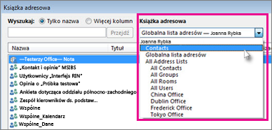 Wysyłanie wiadomości e mail do grupy kontaktów Outlook