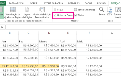 Mostrar Ou Ocultar Linhas De Grade Em Uma Planilha Excel