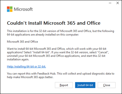 تعذر تثبيت خطأ Microsoft 365