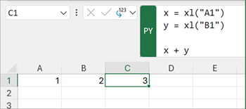 استخدم دالة Python المخصصة xl() للواجهة بين Excel وPython.