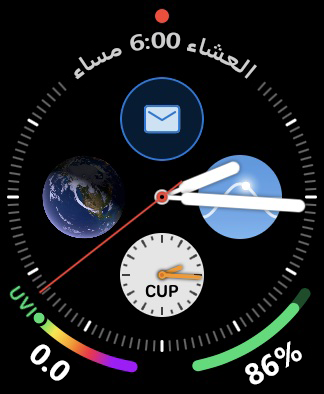 وجه Apple Watch مع عرض معلومات Outlook