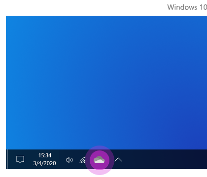 OneDrive موقع الموقع على Windows 10 المهام.