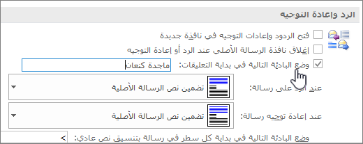 الإعداد في خيارات للتعليقات المضمنة