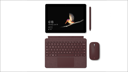 Surface Go وقلم Surface و Surface Go Signature Type Cover و Surface Mobile Mouse