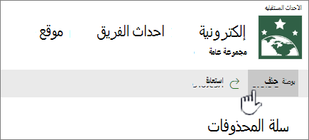 زر حذف عنصر في "محذوفات SharePoint Online"