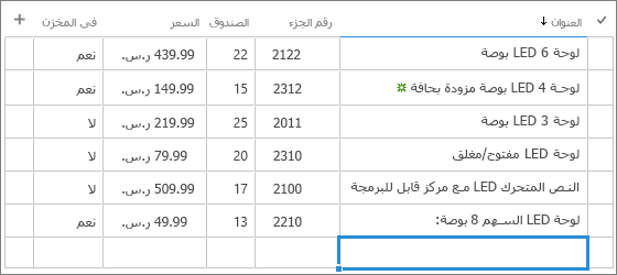 نموذج تحرير سريع لقائمة