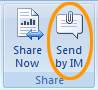 إرسال مستند Office مفتوح كمرفق لرسالة فورية في Lync 2010t
