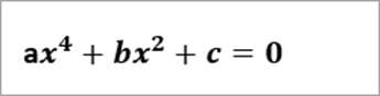 مثال على قراءة المعادلة: ax^4+bx^2+c=0