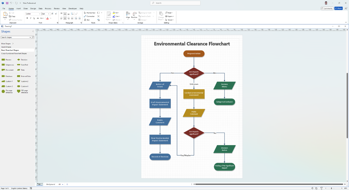 لقطة شاشة ل Visio مع تأثير شفافية Mica.