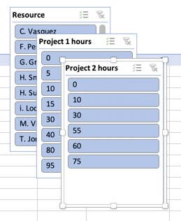 مقسمات طرق عرض PivotTable في Excel for Mac.