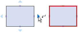 يتم وضع المؤشر فوق المثلث الأزرق بالقرب من الشكل الذي تريد الاتصال به.