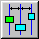 شكل الزر "توزيع الأشكال أفقياً وللوسط"