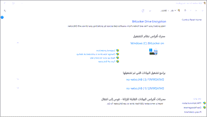 إدارة إعدادات BitLocker في Windows.