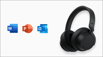 Surface Headphones مع أيقونات تطبيقات Office