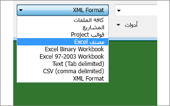 حدد مصنف Excel المطلوب فتحه للحصول على بيانات