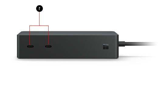 قاعدة تركيب Surface 2 مع منافذ USB المسماة 1 لتتوافق مع مفتاح النص التابع للصورة.