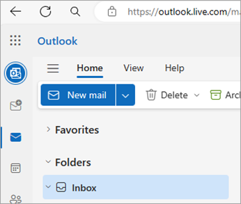 لقطة شاشة تعرض الصفحة الرئيسية Outlook.com