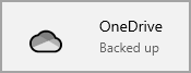 أيقونة OneDrive من إعدادات Windows 10، مما يؤكد أن جميع المجلدات قد تم نسخها احتياطيا بالكامل.