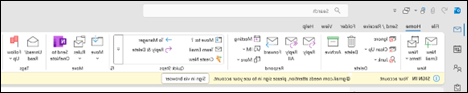 شريط تسجيل الدخول على شريط Outlook
