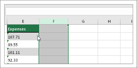 إدراج عمود جديد في Excel