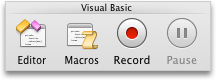 علامة التبويب "المطور"، المجموعة Visual Basic في Word