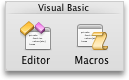 علامة التبويب "المطور"، المجموعة Visual Basic في PowerPoint