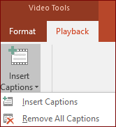 إدراج التسميات التوضيحية لفيديو أو إزالتها في PowerPoint