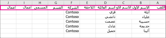 إليك شكل ملف csv. النموذجي في Excel.