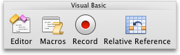 علامة التبويب "المطور"، المجموعة Visual Basic في Excel