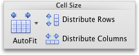 علامة التبويب "تخطيط الجدول"، في المجموعة "حجم الخلية"