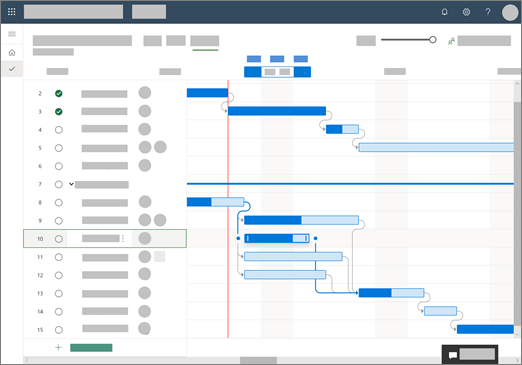 لقطة شاشة Project للويب في طريقة عرض المخطط الزمني
