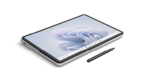 يعرض الموضع اللوحي لجهاز Surface Laptop Studio 2 مع القلم الموجود بجانبه.