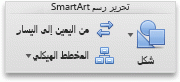 علامة التبويب SmartArt، المجموعة "تحرير رسم SmartArt"