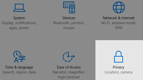 Къде да намерите настройките за поверителност в Windows 10.