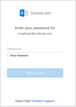 Въведете паролата за своя акаунт за outlook.com.