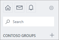 Начална страница на Yammer, показваща групи и бутони за добавяне на група