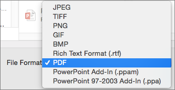 PowerPoint 2016 for Mac – Експортиране на PDF