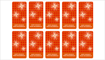 Десет червени празнични етикета за подарък с модерен дизайн на снежинка