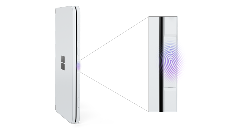 Surface Duo с четец за пръстови отпечатъци, извикан