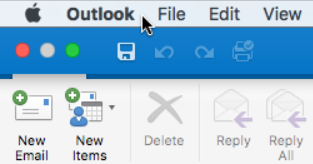 За да видите коя версия на Outlook имате, изберете Outlook на лентата с менюта.