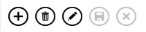 Лента с действия, показваща бутоните ''Добавяне'', ''Изтриване'', ''Редактиране'', ''Записване'' и ''Отказ''.