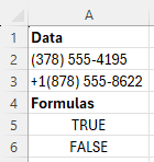 Използване на REGEXTEST за проверка дали телефонните номера са в определен синтаксис с шаблона "^\([0-9]{3}\) [0-9]{3}-[0-9]{4}$"