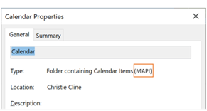 Можете да проверите дали календарът ви използва новия REST интерфейс или MAPI интерфейс.