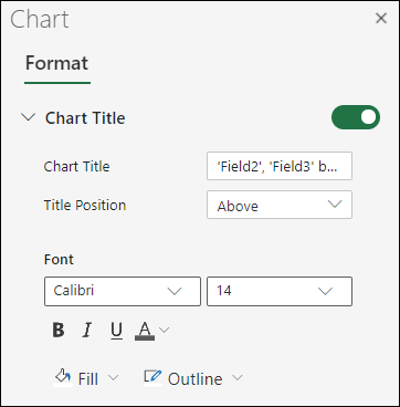 Опции за заглавие на диаграма за Excel в уеб
