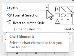 Изберете падащия бутон "Елементи на диаграма", за да изберете елемент