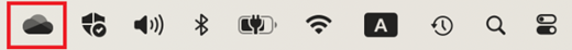 Икона с облак на OneDrive на SharePoint в лентата с менюта на MacOS