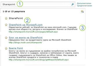 Трите най-добри предложения за SharePoint Server се показват в началото на страницата с резултати от търсенето