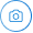 Бутонът за сканиране на iOS е синя камера, очертана на бял фон.