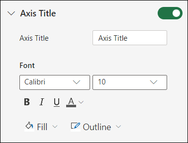 Опции за оста на диаграмата за Excel за уеб
